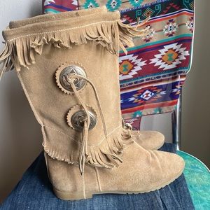 Vintage Leather Moccasin Boots w/Conchos